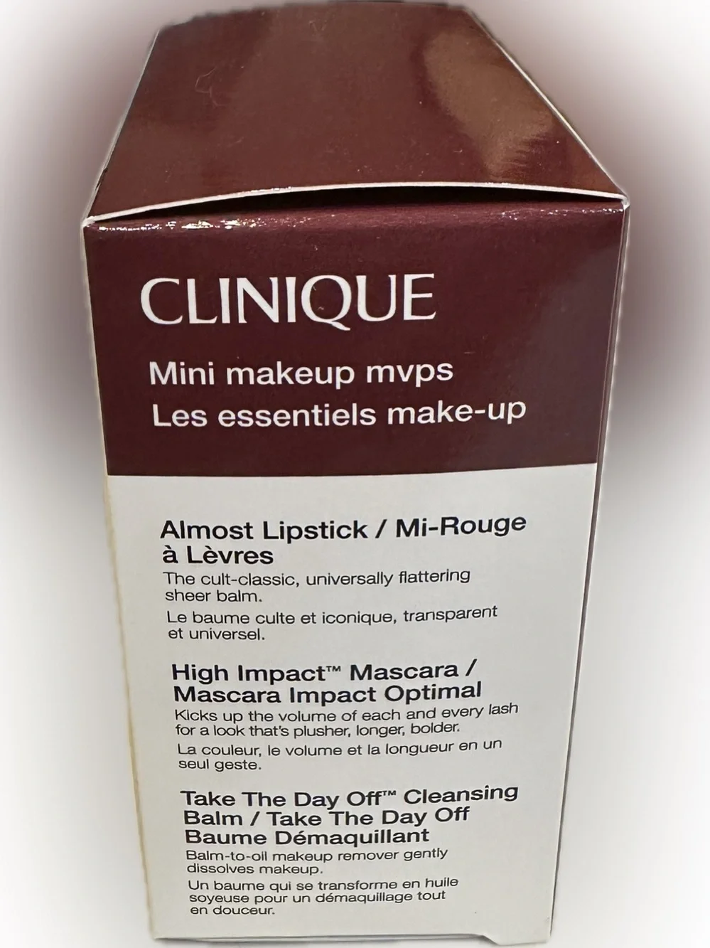 CLINIQUE MINI MAKEUP MVPs LIPSTICK BLACK HONEY HIGH IMPACT MASCARA CLEANSER BALM